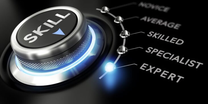 Oven-like dial that says “skill” with five settings - novice, average, skilled, specialist, and expert