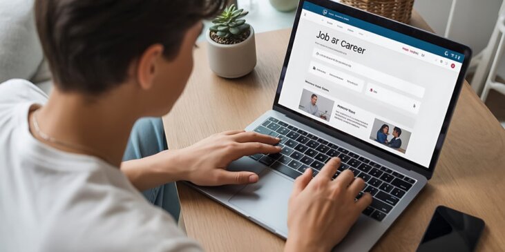Young person operating a laptop