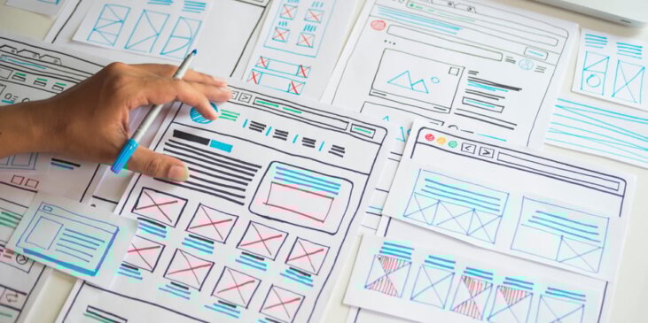 Paper wire frame of a generic website